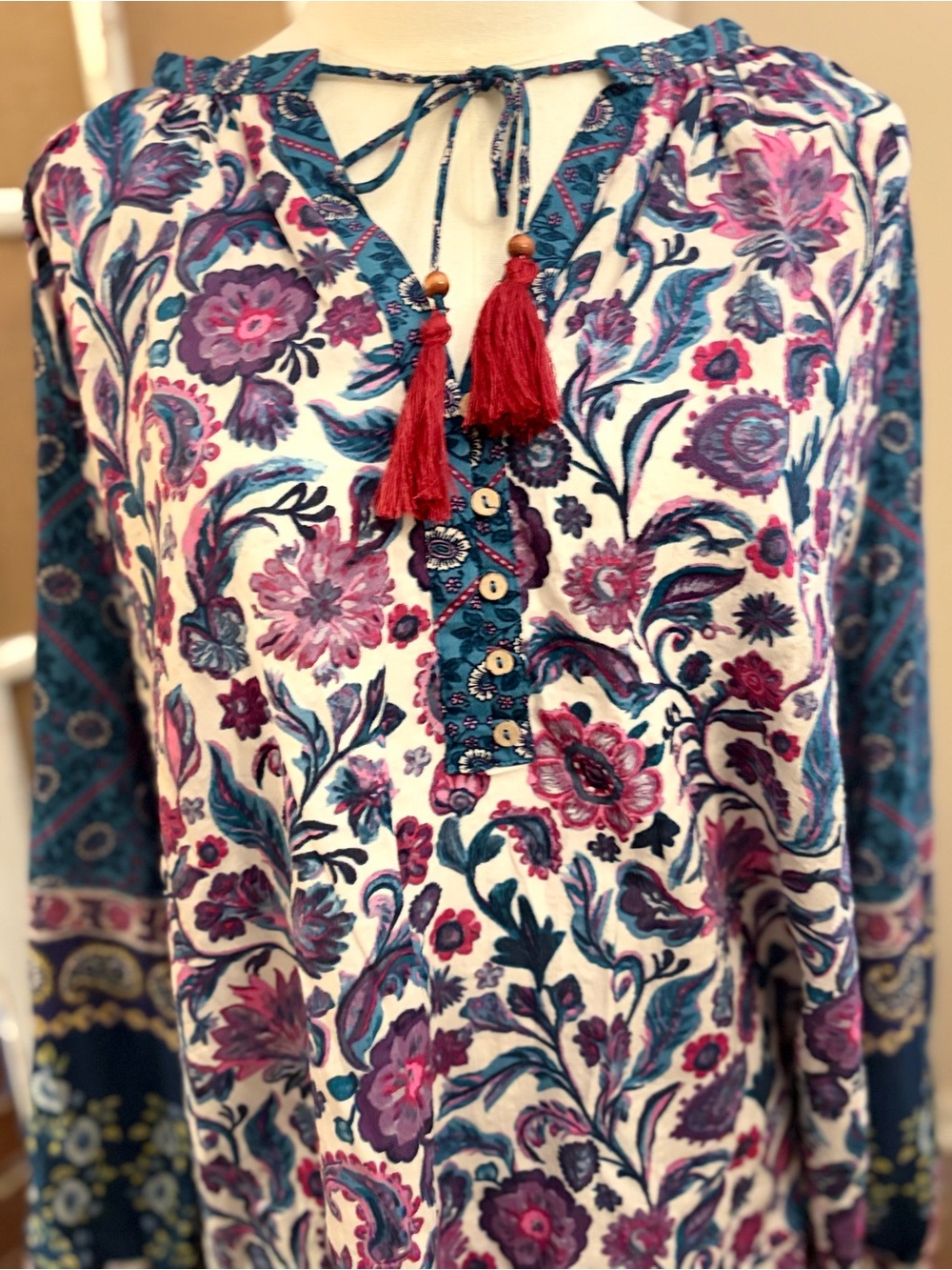Natural Life Boho Floral Peasant Blouse M 
Mixed Print NWT Cottagecore NWT